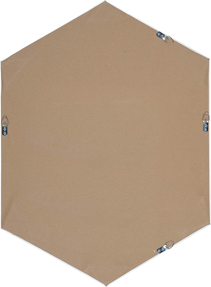 Kate and Laurel Rhodes Modern Hexagon Wall Mirror, White, 31x22-Inches