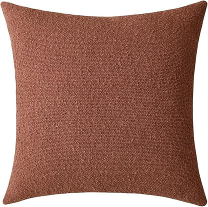 Jeneoo Ocher Decorative Square Thick Accent Terracotta Throw Pillow Covers Fine Textured Boucle Couch Cushion Cases for Sofa Decor, Set of 1, 24 x 24 Inch