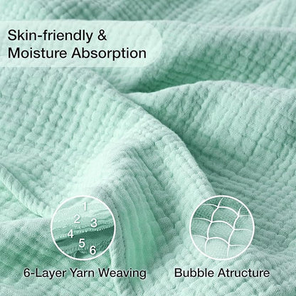 100% Cotton Muslin Blanket Large 50" x 70", Breathable and Lightweight Cotton Throw Blanket for Bed and Couch, Soft Cooling Summer Gauze Blanket for Adults All Season, Mint