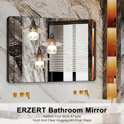Bathroom Mirrors for Over Sink,55x30Inch Vanity Mirrors for Wall,Black Metal Frame Rectangle Mirrors for Bathroom Farmhouse,Restroom,Hangs Horizontally or Vertically