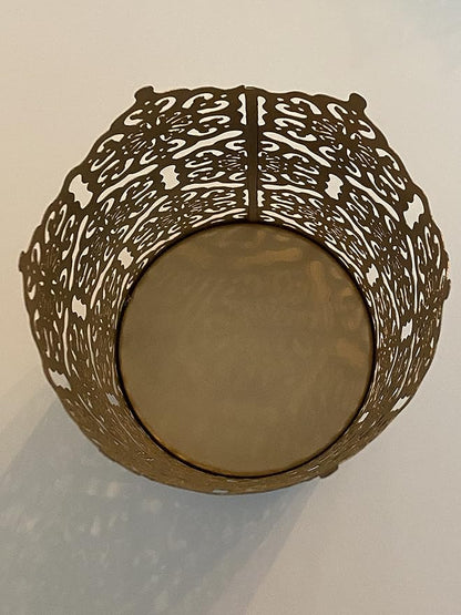 Hosley 7 Inch High Cut Bronze LED Votive Tealight Holder Lantern Intricate Floral Design for Timeless Elegance and Cozy Illumination in Stylish Home D cor Elevate Your Ambiance