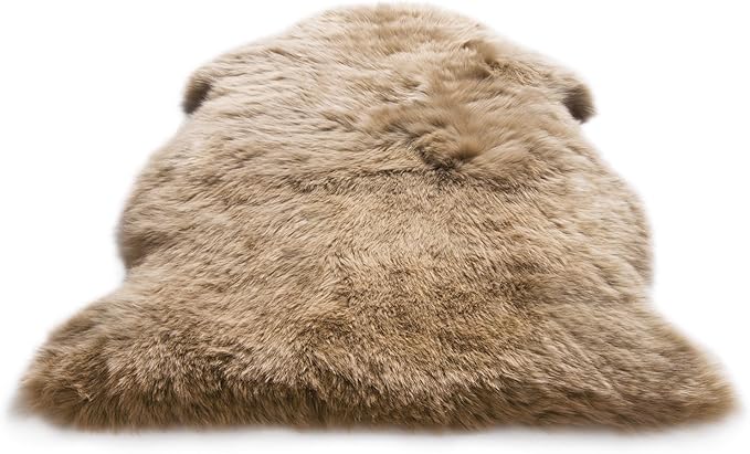 WaySoft New Zealand Sheepskin Area Rug – Genuine Fluffy Wool, Multiple Sizes, Bedroom or Living Room Decor(2ft x 3ft,Taupe)