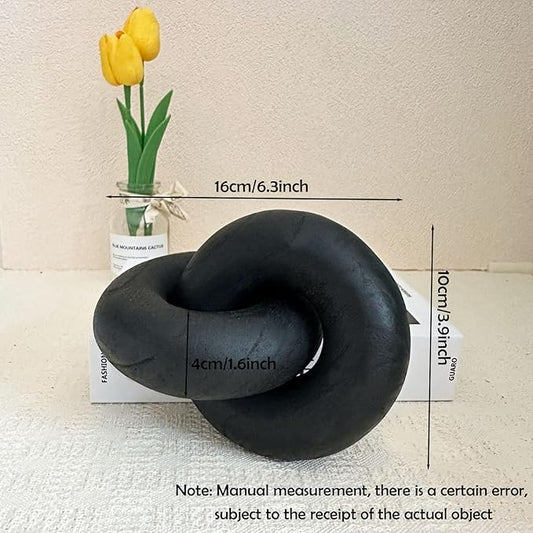 2 Link Wood Chain Link Decor, Black Wooden Knot Decor for Coffee Table Book Shelf Accents Home Console Table Decorative Items Living Room Boho Farmhouse Rustic Decoration