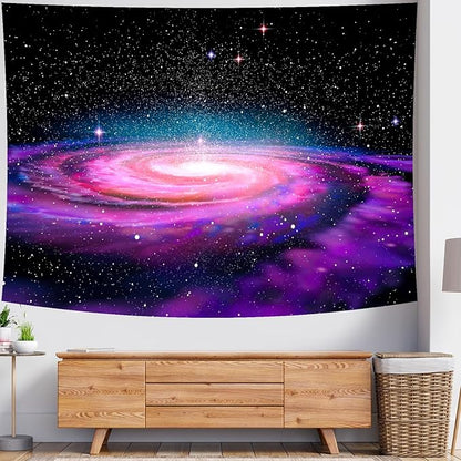 Delur Galaxy Tapestry Planet Universe Starry Sky Wall Hanging Tapestry Cosmic Outer Space Abstract Psychedelic Nebula Headboard for Bedroom Living Room Home Decor (51.2" x 59.1")