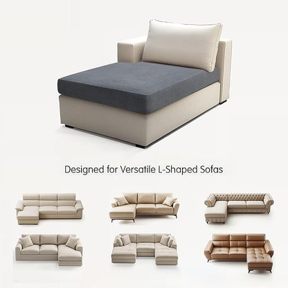 Hokway Stretch Chaise Cover Individual Couch Cushion Slipcovers Reversible Cushion Protector Slipcovers Sofa Cushion Protector Covers (Chaise Cover, Grey)