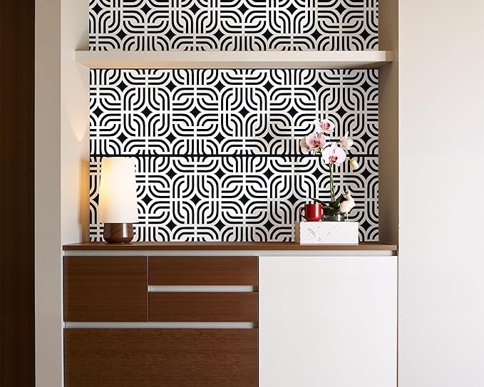 FLFK Wallpaper Border - Black and White Peel and Stick Wall Borders Decal Trim Geometric Pattern 10" x 240"
