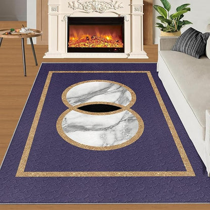 Marble Area Carpet Elegant Purple Marble Area Rugs for Living Room Modern Minimalist Rug Modern Light Luxury Geometric Carpet for Bedroom Entrance Door 3x4ft