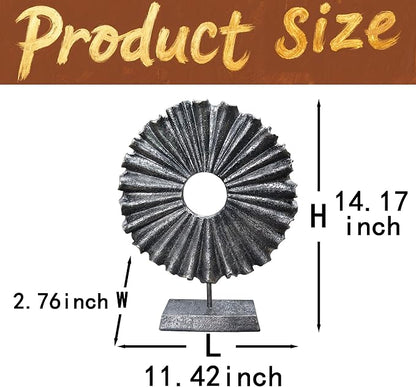 Modern Abstract Round Decorative Sculpture, Dining Living Room Desk Decor,Geometric Home Decor Statues,Shelf Top Decor Aesthetics, Coffee Tables or Office Shelves（Bronze Colored）