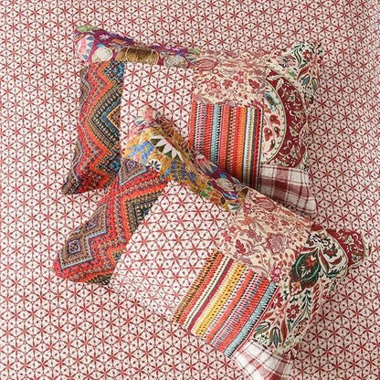 Cotton Bedspread Quilt Sets Reversible Bedding Coverlet Sets 3 Pieces Gorgeous Vintage Damask Red Patchwork Bedspread, King Size