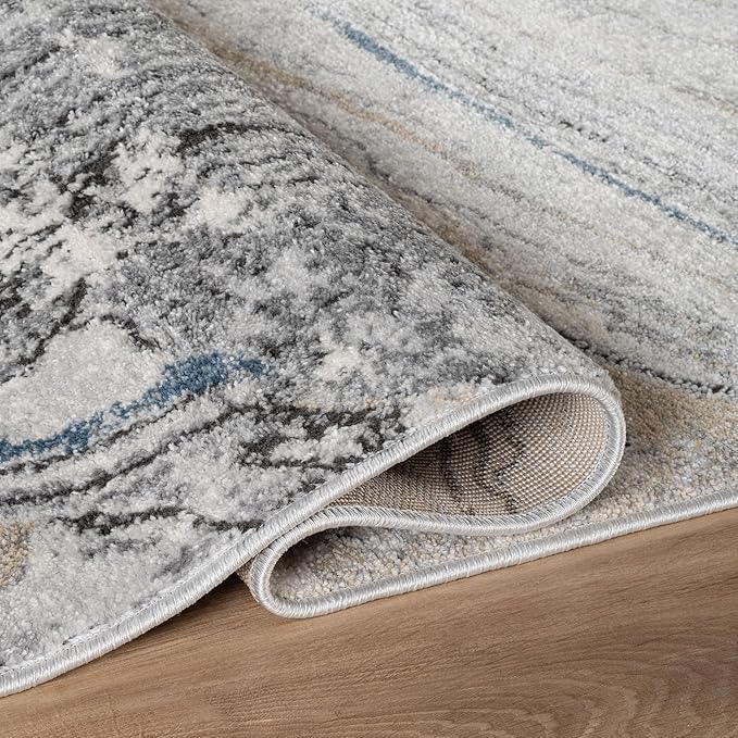 Rugshop Marble Swirl Distressed Gray Area Rug 6' 6" x 9' Ideal for Living Rooms, Bedrooms, or Under 6Person Dining Tables
