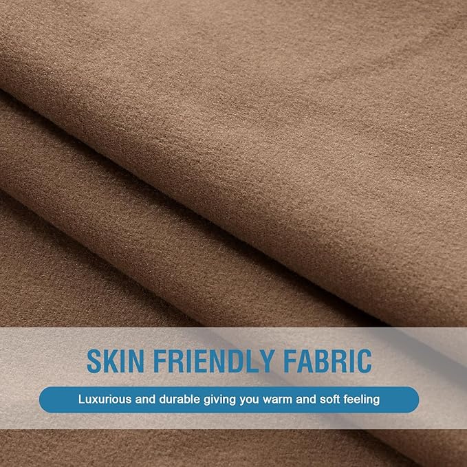 H.VERSAILTEX Fleece L Shaped Couch Cover 2 Piece Stretch Couch Covers for Sectional Sofa Thick Soft Sofa Cover for Dogs Feature Comfortable and Durable Fabric, (3 Seater + 1 Chaise, Camel)