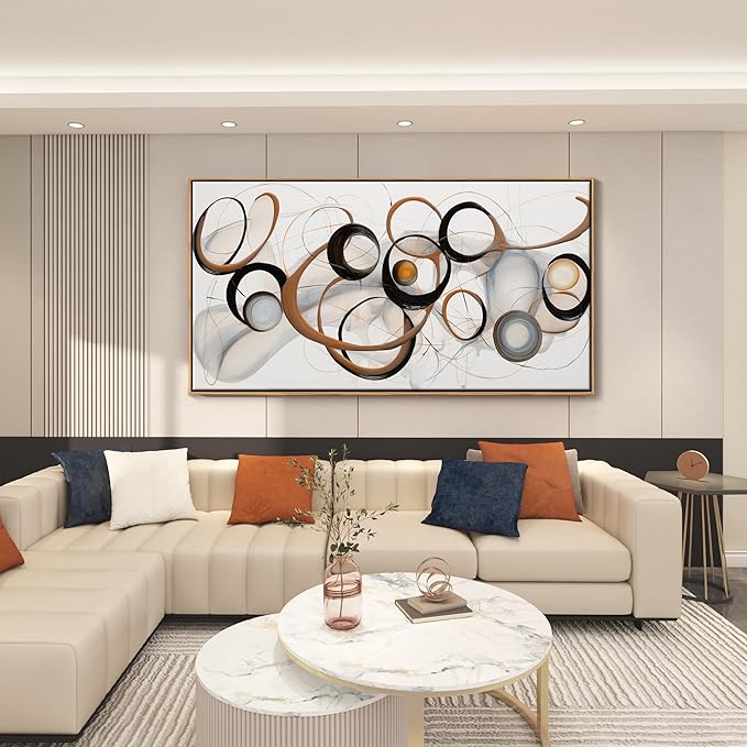 Framed Wall Art Living Room Wall Decor Framed Abstract Canvas Wall Art Bedroom Wall Decor Above Bed Office Decorations for Work Modern Artwork 24×48IN Wood Frame