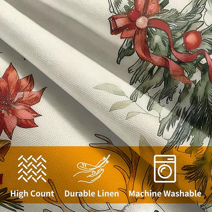 Christmas Pillow Covers 24x24 Set of 2 Green Tree Throw Pillow Covers Winter Pillowcase Linen Decoration Farmhouse Bell Deer Cozy Soft Cushion Case Couch for Indoor Outdoor Home Decor