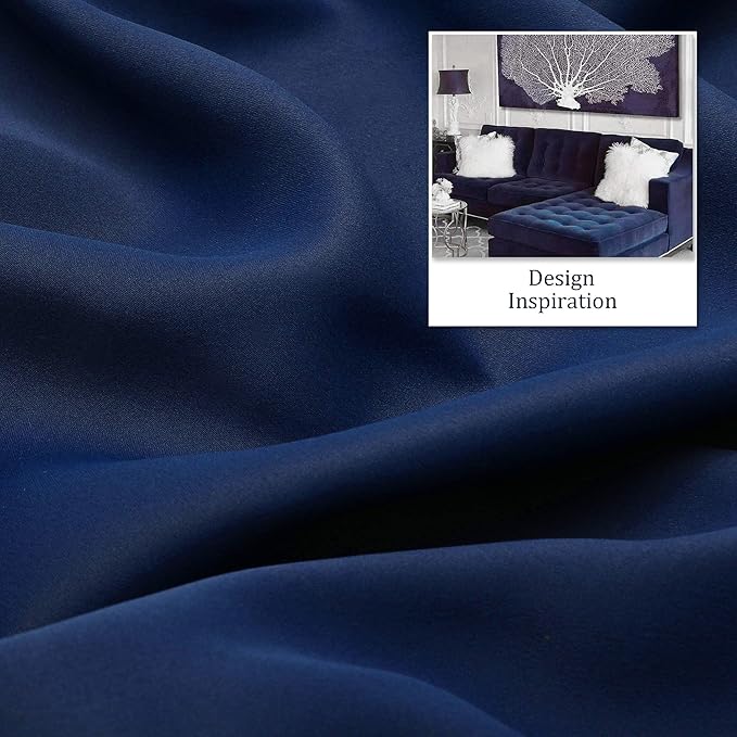DUALIFE 90 Inch Curtains Navy Blue Curtain Panels Window Drapes for Living Room Sliding Glass Door Dining Office(Navy, Grommet Top, 2 Panels, 52x90 Inch)