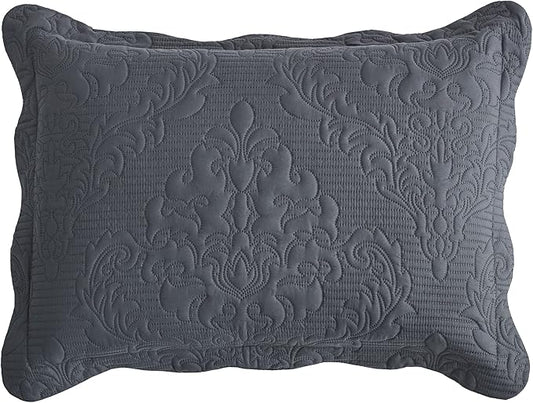 CHIXIN Microfiber Standard Pillow Shams Set of 2 - Decorative Pillow Covers - Dark Grey - Size (20" x 26")