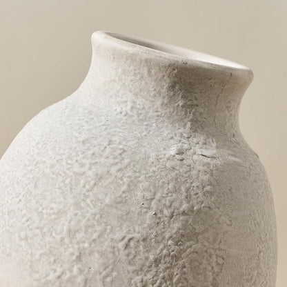 Ceramic Vase Set of 2 for Home Decor, 6.1"+8.23" Handcrafted Off-White Rustic Terracotta Vases, Vintage Farmhouse Decor, Minimalist Decorative Vases for Table Centerpiece Fireplace Nightstand