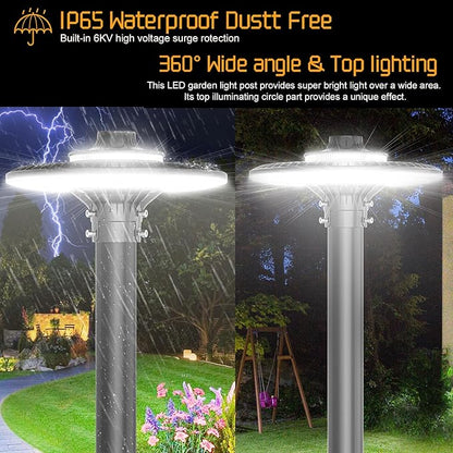 200W 150W 120W LED Post Top Light with Photocell, 28000 lumens 3000K 4000K 5000K Circular Area Pole Lights, IP65 Waterproof Outdoor Post Light for Garden Pathway Yard Lighting UL Listed, AC100-277V
