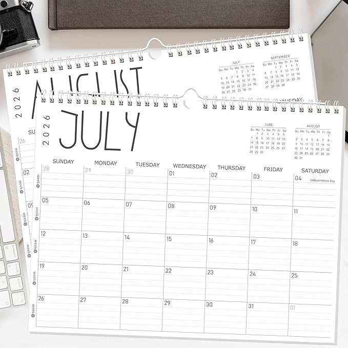GuassLee Wall Calendar 2026-2027, 24-Month Wall Calendar Runs from January 2026 until December 2027,14" X 11" Hanging Monthly Planner with Thick Paper, Ruled Blocks for Home School Office Organizing