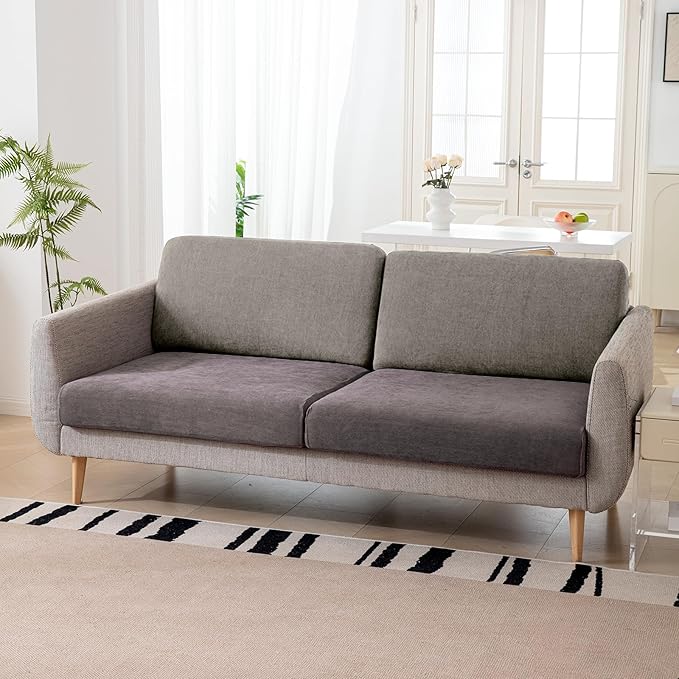 Large Backrest Cushion Cover, Non-Fuzzy Chenille Sofa Covers with Clean Look, Stretch Couch Slipcover for Sectional and L Shaped Sofa Back or Backrest Support (2 Piece, Light Grey)