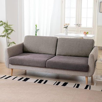 Large Backrest Cushion Cover, Non-Fuzzy Chenille Sofa Covers with Clean Look, Stretch Couch Slipcover for Sectional and L Shaped Sofa Back or Backrest Support (2 Piece, Light Grey)