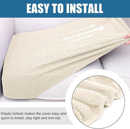 Smiry Waterproof Couch Cushion Covers, Stretch Jacquard Thick Sofa Cushion Covers, Washable Seat Slipcover Elastic Furniture Protector for Pets, Kid (3PC, Beige)