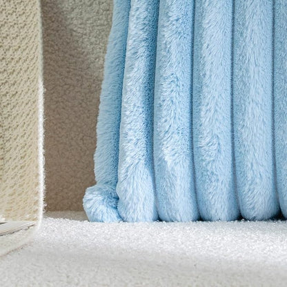 DEELAND Pack of 2,Double-Sided Faux Fur Plush Decorative Throw Pillow Covers Fuzzy Striped Soft Pillowcase Cushion Covers for Sofa Couch Bedroom Lightblue 24x24 inch