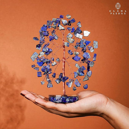 Crystal Tree for Home and Office Decor, Lapis Lazuli Chakra Healing Stones Handmade Feng Shui Bonsai Tree of Life for Positive Energy, Money, Good Luck, Christmas Decor, Birthday Gifts for Women, Mom