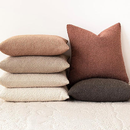 Foindtower Decorative Textured Boucle Throw Pillow Covers Accent Solid Pillow Cases Neutral Soft Cozy Couch Cushion Case for Chair Sofa Bedroom Living Room Home Decor 20x20 Inch,1PC,Orange Rust Red