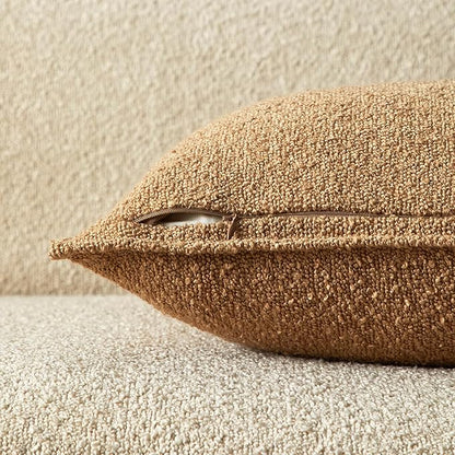 JUSPURBET 16x24 Pillow Covers Set of 2 Decorative Throw Pillow Covers Case for Couch Sofa Bed Soft Boucle Textured Lumbar Cushion Covers with Hidden Zipper for Home Decor Living Room,Camel