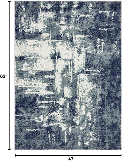 LUXE WEAVERS Hampstead Abstract Area Rug - Medium Pile, Modern Area Rug, Blue / 4 x 5