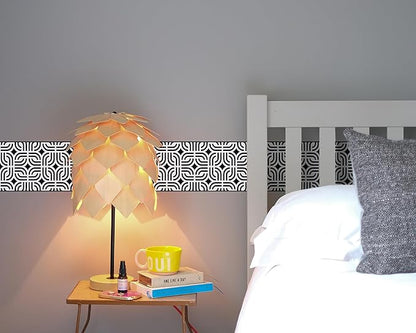 FLFK Wallpaper Border - Black and White Peel and Stick Wall Borders Decal Trim Geometric Pattern 8" x 240"