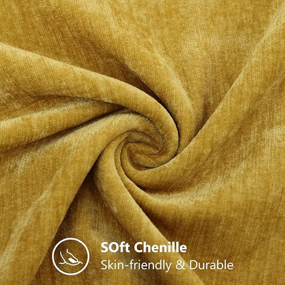 decorUhome Chenille Mineral Yellow Spring Throw Pillow Covers 12x20 Inch Set of 2, Decorative Soft Couch Pillow Covers Solid Dyed Accent Farmhouse Neutral Rectangle Pillow Cases for Sofa