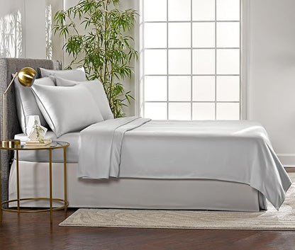 Pure Bamboo Full Sheets, Genuine 100% Organic Viscose Derived from Bamboo Bed Sheet Set, Luxuriously Soft & Cooling, Double Stitching, 2 Year Quality Promise (Full, Silver Pearl)