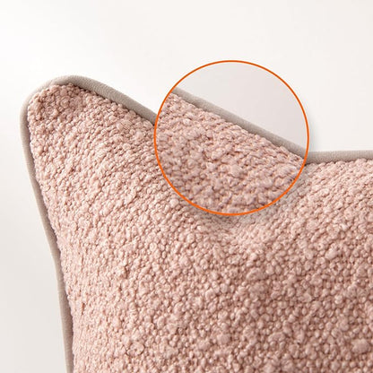 Amazon Basics Boucle Lumbar Throw Pillow Covers for Couch, Living Room, Home Decor with Hidden Zipper, Pink, 12×20in, Pack of 2
