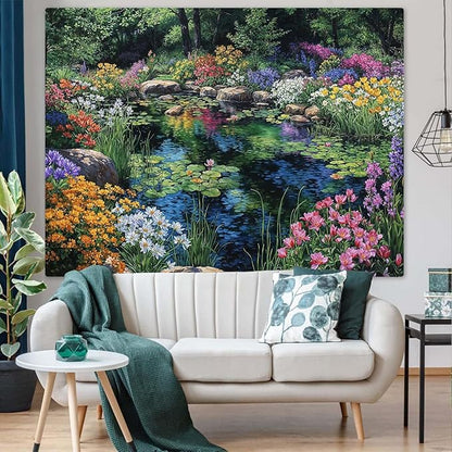 kampdream Scenery Tapestry, Colorful Bloom Landscape Wall Hanging, Nature Home Decor for Bedroom and Living Room Aesthetic Wall Art Decoration