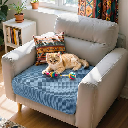 Hokway Stretch Couch Cushion Slipcovers Reversible Cushion Protector Slipcovers Sofa Cushion Protector Covers(Denim Blue, Small)