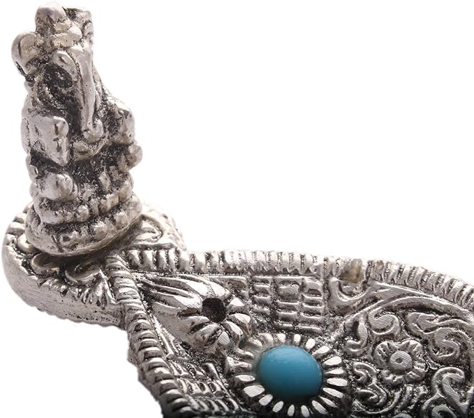 Zap Impex Metal Leaf Incense Stick Holder and Ash Catcher (Ganesh Figurine)