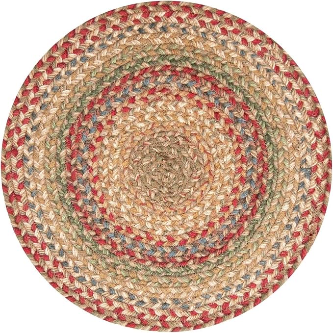 Homespice Azalea Jute Woven Round Placemats Set of 6, 15", Warm Country Primitive Decor, Multicolor Table Mats - Vibrant Colors, Durable, Easy to Clean and Protects Furniture