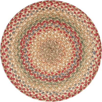 Homespice Azalea Jute Woven Round Placemats Set of 6, 15", Warm Country Primitive Decor, Multicolor Table Mats - Vibrant Colors, Durable, Easy to Clean and Protects Furniture
