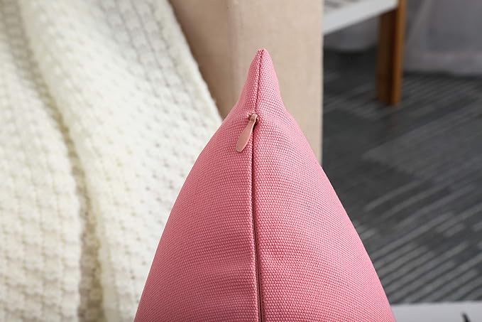 TangDepot Handmade Decorative Solid 100% Cotton Canvas Throw Pillow Covers/Cushion Covers, 45 Colors Available - (16"x16" 2 Pieces, Pink), 2 Count (Pack of 1)