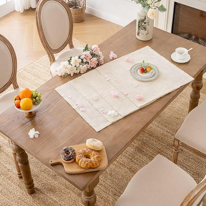 Shatex Jute Placemats Set of 4,20x20Inch Retangle Placemat for Kitchen Dining Table Wedding Party Ceremony，Off-White