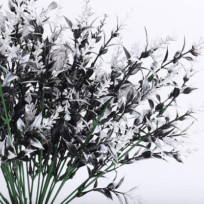 Artificial Plants Outdoor Artificial Outdoor Flowers UV Flowers Outdoor Artificial Greenery for flower arrangements Indoor Outside Hanging Plants Garden Porch Window Home Farmhouse Décor(Black+White)