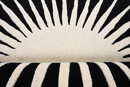 Modern Round Area Rug – Hand-Tufted with 100% NZ Wool, Thick & Soft Circular Carpet for Living Room, Bedroom & Dining Room Decor (Black, 9' Round)
