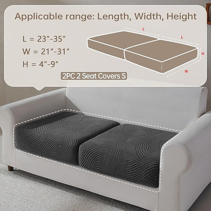 Couch Cushion Covers for Sectional and L Shaped Sofa, Stretch Soft Sofa Covers Washable Wear Resistant Slipcovers Furniture Protector Pet-Friendly (2 Seaters Covers, Dark Gray)