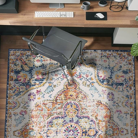 Rugshop Vintage Distressed Bohemian Area Rug for Livingroom,Bedroom,Dining Room – Vibrant Multi-Color Tribal Design, 3'3" x 5'