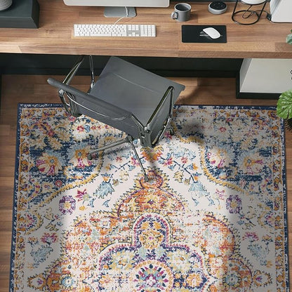 Rugshop Vintage Distressed Bohemian Area Rug for Living Room,Bedroom,Dining Room – Vibrant Multi-Color Tribal Design, 6'6" x 9'