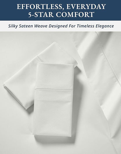 LANE LINEN 100% Egyptian Cotton Bed Sheets sábanas Queen, Soft & Comfy Luxury Hotel Like Thick Bedding Sheets & Pillowcase Set, Machine Wash Cooling 15'' Queen Deep Pocket Sheet Set - Vaporous Gray