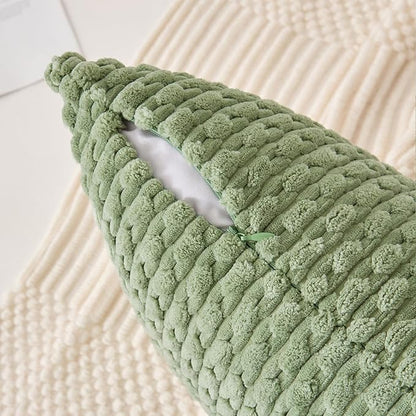 Kevin Textile Spring Euro Sham Pillow Covers 28x28 Inch 2 Packs Soft Boho Striped Corduroy Decorative Throw Pillows for Living Room Couch Bed Sofa Rustic Farmhouse Home Decor 71x71cm Sage Green