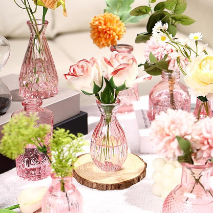 Glass Bud Vases Set of 48, Pink Vases for Centerpieces, Small Glass Vase for Flowers, Vintage Bud Vase in Bulk for Wedding, Party, Events, Reception, Home Decor