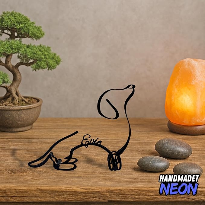 Personalized Devon Rex Cat Minimalist Sculpture, Custom Cats Name Metal Desk Decor, Decorative Home Aesthetic Table Sign Gifts For Officer, Friends, Animal Lover, Kids, Mom, Dad (Dachshund)